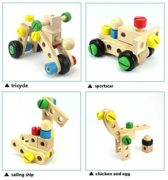 30-Piece Wooden Nuts Building Assembly Car Blocks Set 3