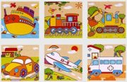 9 Piece Colorful Wooden Block Picture Puzzle (Vehicle Theme) 3