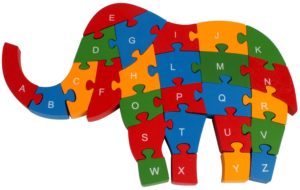 Wooden Elephant Puzzle Toy With A-Z English Alphabet and Numbers Puzzle